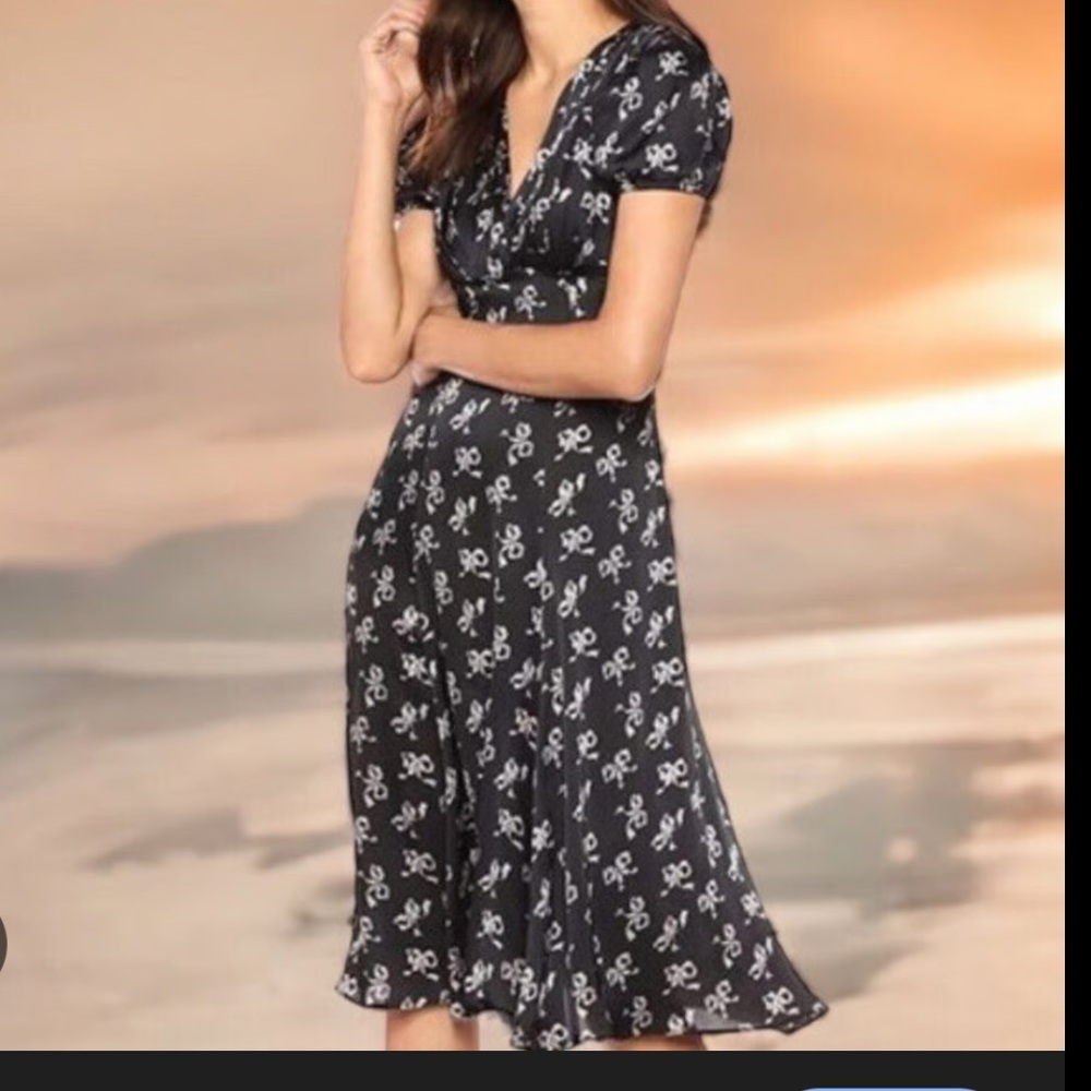 Betsey Johnson satin midi dress with bow pattern